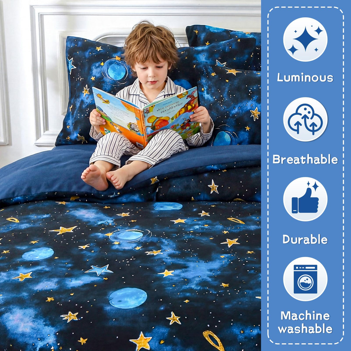 Kautudrum pillowcase 20x30-starry sky adds cozy detail.