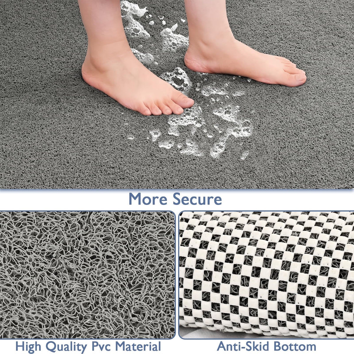 Kautudrum Shower Mat drain-hole design facilitates quick water flow