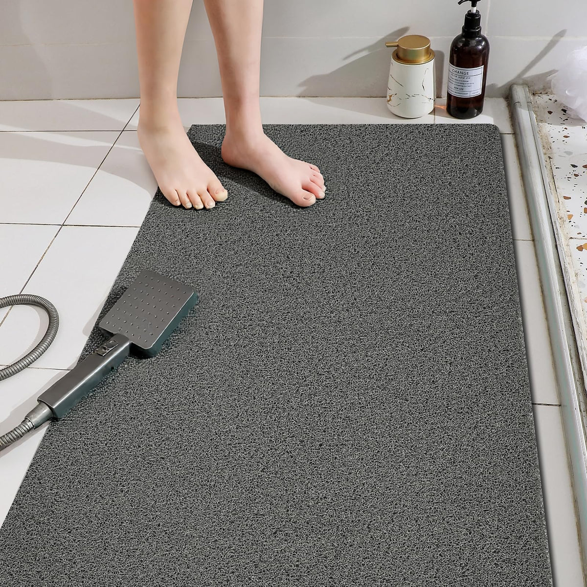 Kautudrum Shower Mat non-slip textured loofah grip for wet tub safety