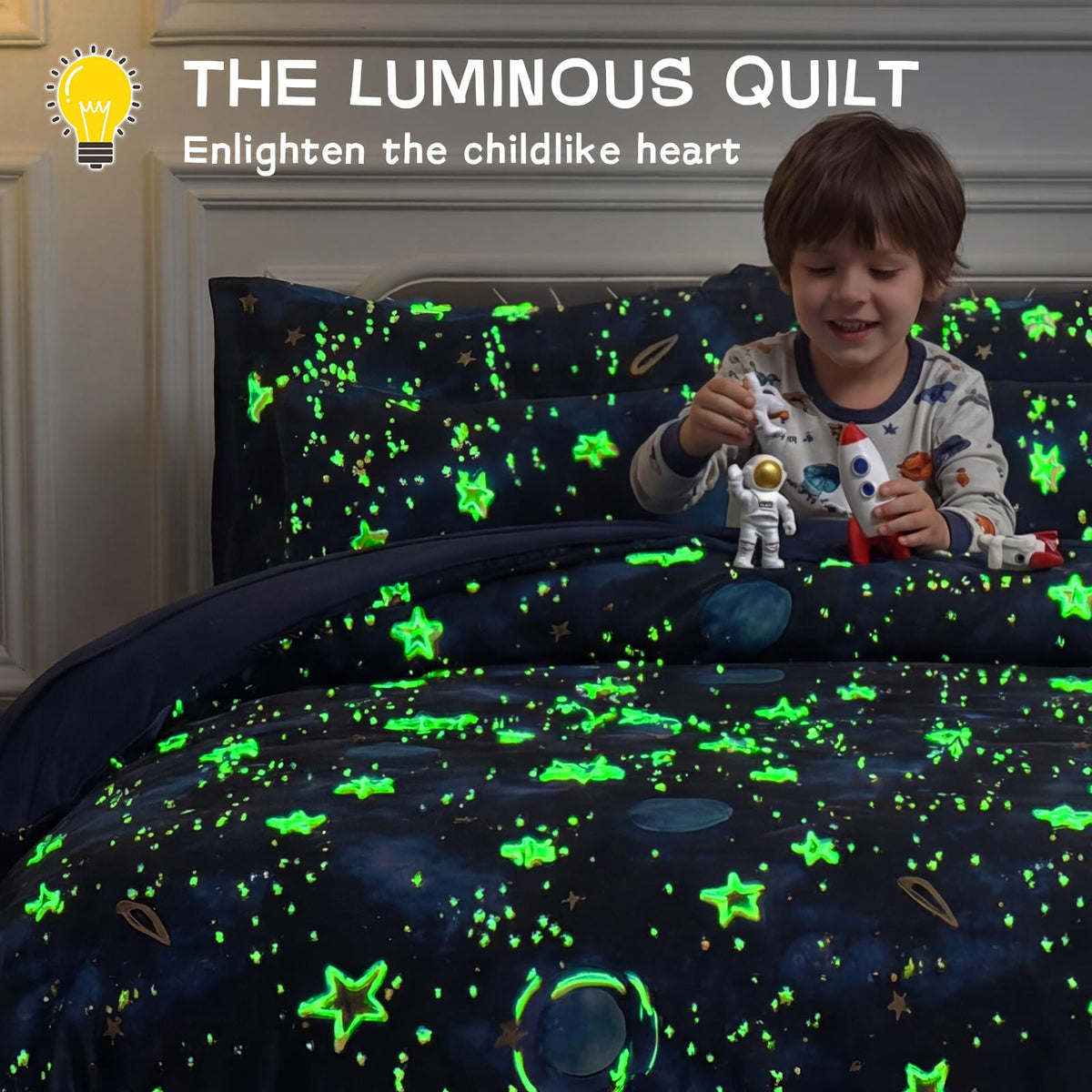 Kautudrum starry sky pillow shams brighten kids' beds and coordinate with the set.