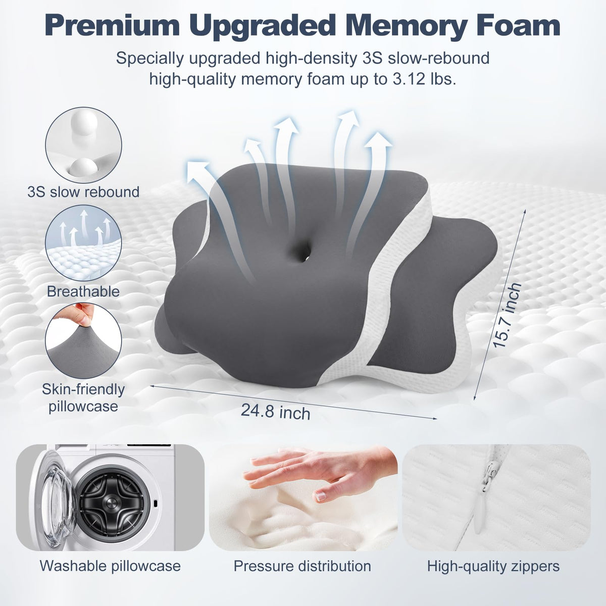KAUWTYP ergonomic contour supports neck and reduces pressure points.
