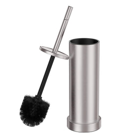 Kaxnuaxu brushed nickel toilet brush with holder for durable bathroom cleaning