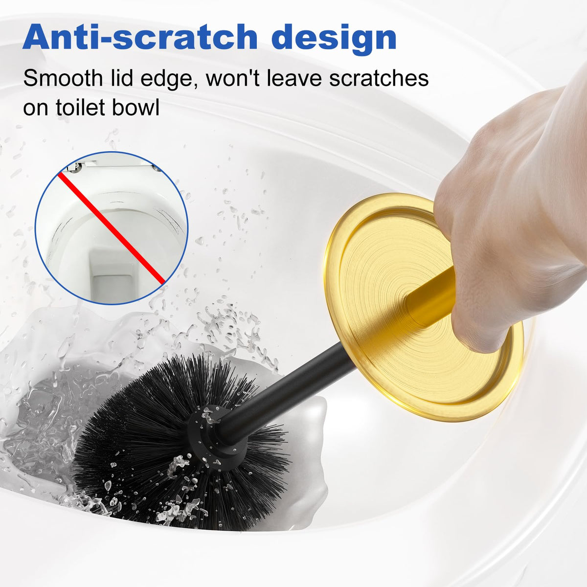 Kaxnuaxu splash-proof design protects hands during bathroom cleaning.