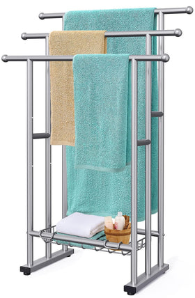 Kayfia 40-inch tall towel rack stand keeps oversized towels off the floor