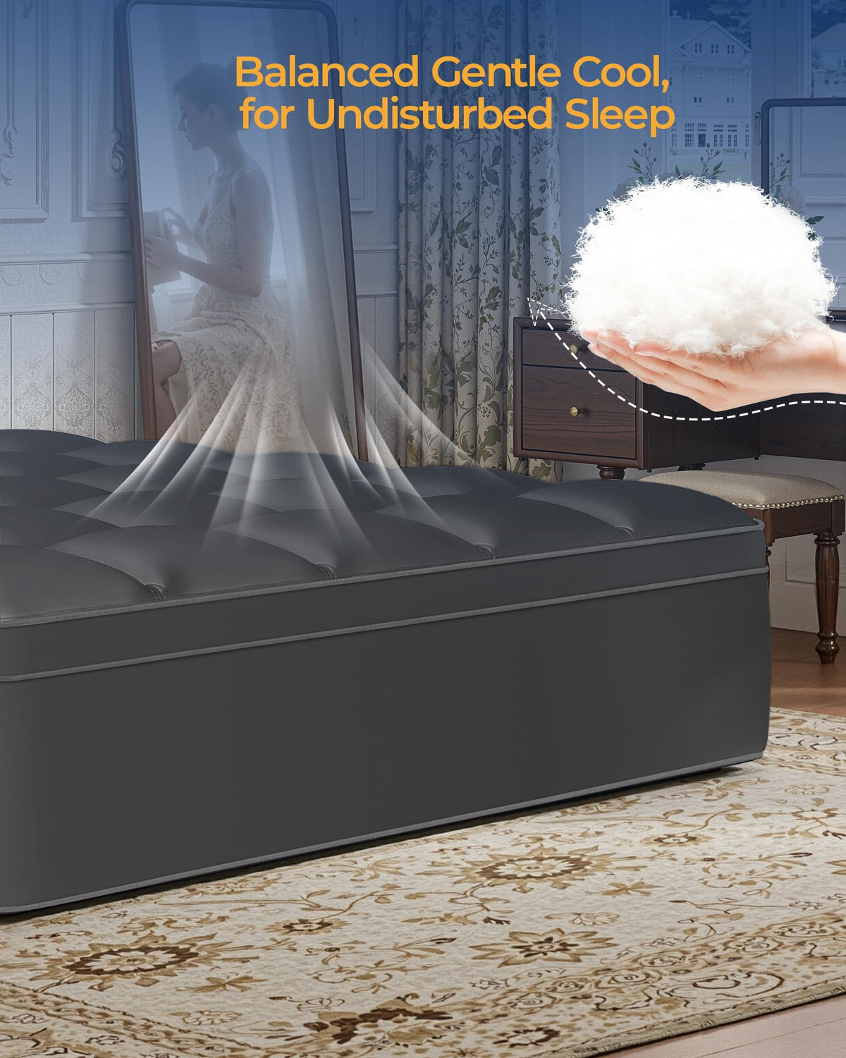 Non-slip, stretchable edges prevent shifting for quiet rest.