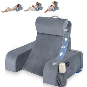 Kayfia Reading Pillow with 30-90° adjustable angle for comfortable bed reading.