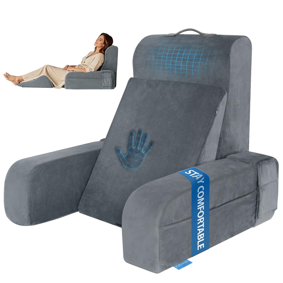 Kayfia reading pillow back rest at a 45-degree angle for comfortable reading.