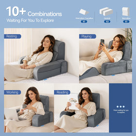 Kayfia reading pillow side pockets keep essentials within reach.