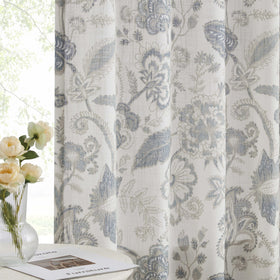 Kayne Studio Backtab jacobean floral curtain in blue-gray with light filtering