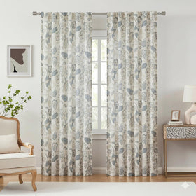 Kayne Studio jacobean floral curtain in blue-gray two-panel set for living rooms