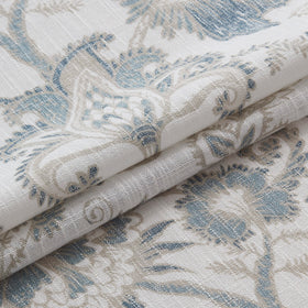 Kayne Studio blue-gray jacobean curtain providing soft privacy