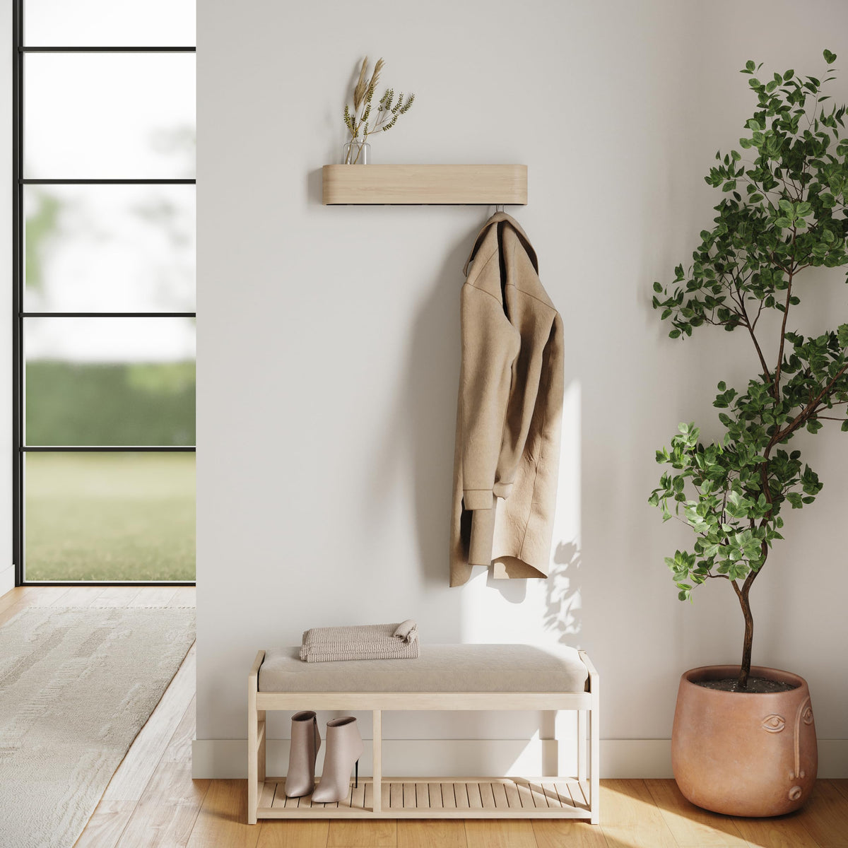Secure two-screw wall mounting setup for Kazai Toke coat rack