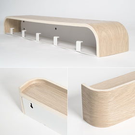 Kazai Toke top shelf storage for keys and mail beside hooks