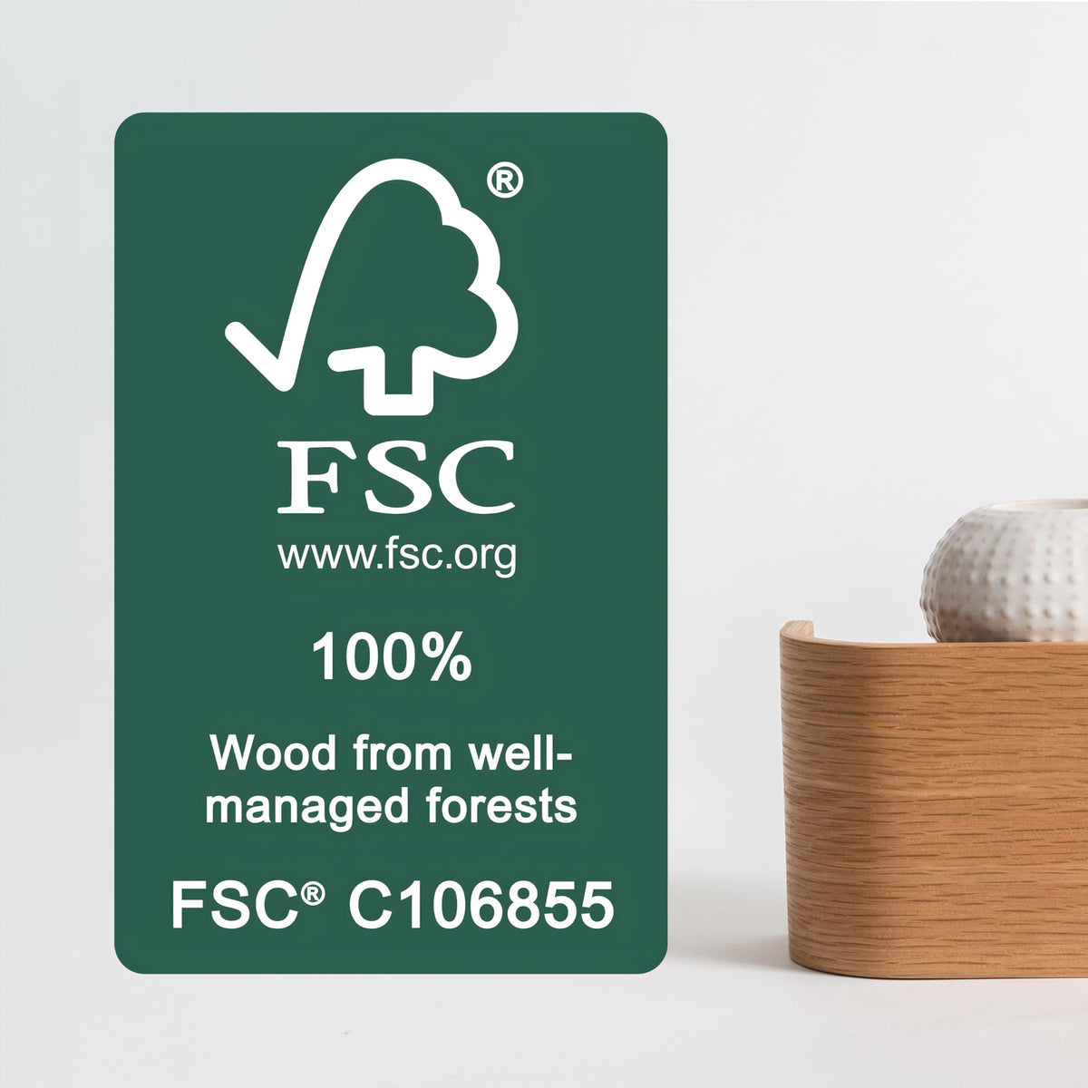Kazai Toke wood veneer matte finish emphasizes durable, refined look.
