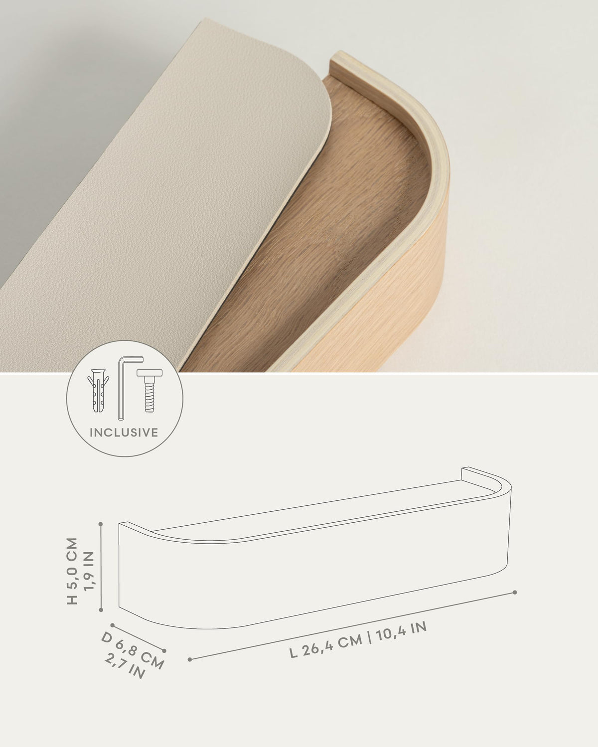 Kazai Toke wood veneer in oak finish adds warm Nordic style.