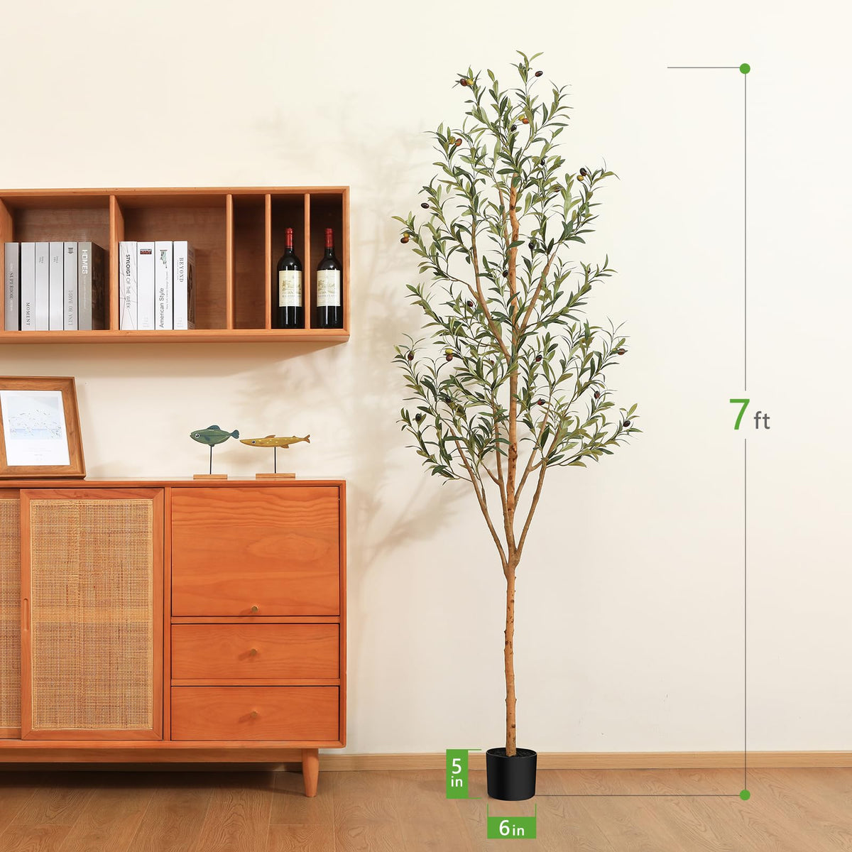 Kazeila artificial-olive-tree-pot-base scene shows sturdy base and easy pot swaps.