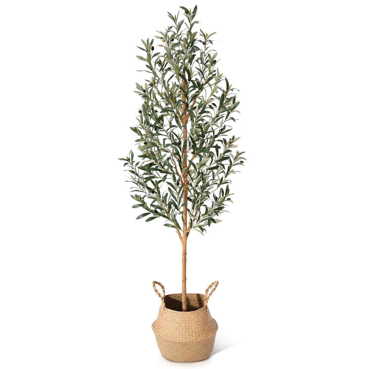 Kazeila faux olive tree 6ft in seagrass basket enhances living room decor