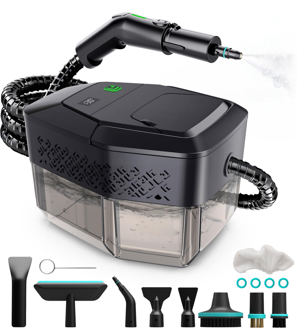 KBTYE steam cleaner demonstrates a 15-second heat-up for fast cleaning