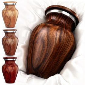 KC Katie Collection small urn with cherry wood appearance holding memories securely.