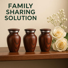 Recycled cast aluminum delivers durable, respectful keepsake with warm tone.