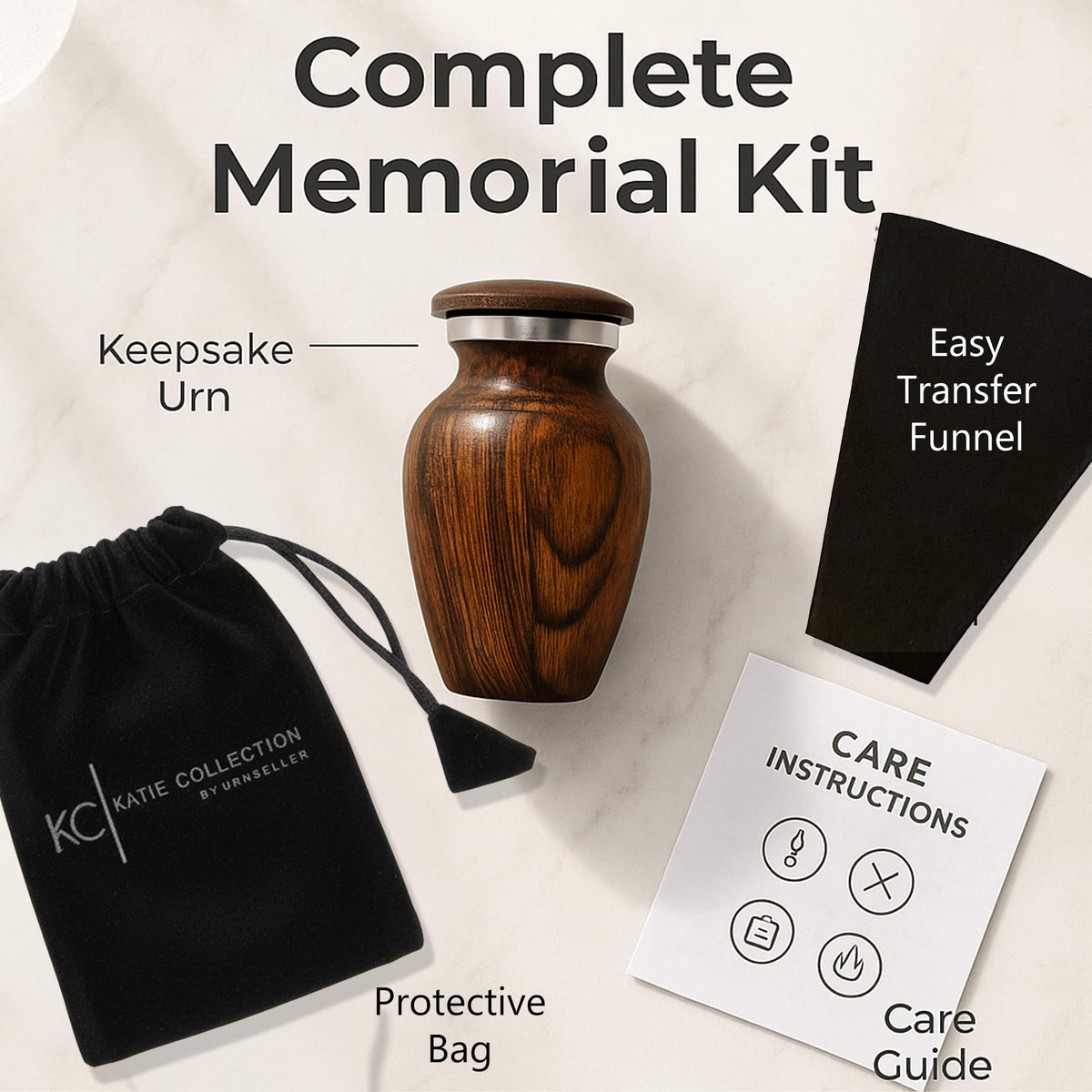 Includes velvet bag and funnel for easy filling.