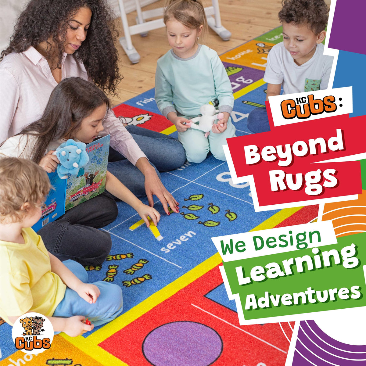 KC Cubs durable low-pile rug withstands daily use in classrooms and bedrooms.