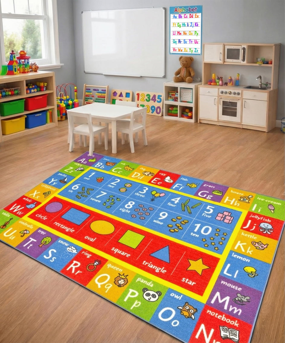 KC Cubs ABC Alphabet rug with playful letters for early literacy at home.