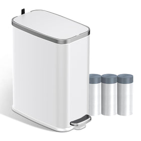 KdbK stainless steel trash can with lid and soft-close for quiet bathroom use.
