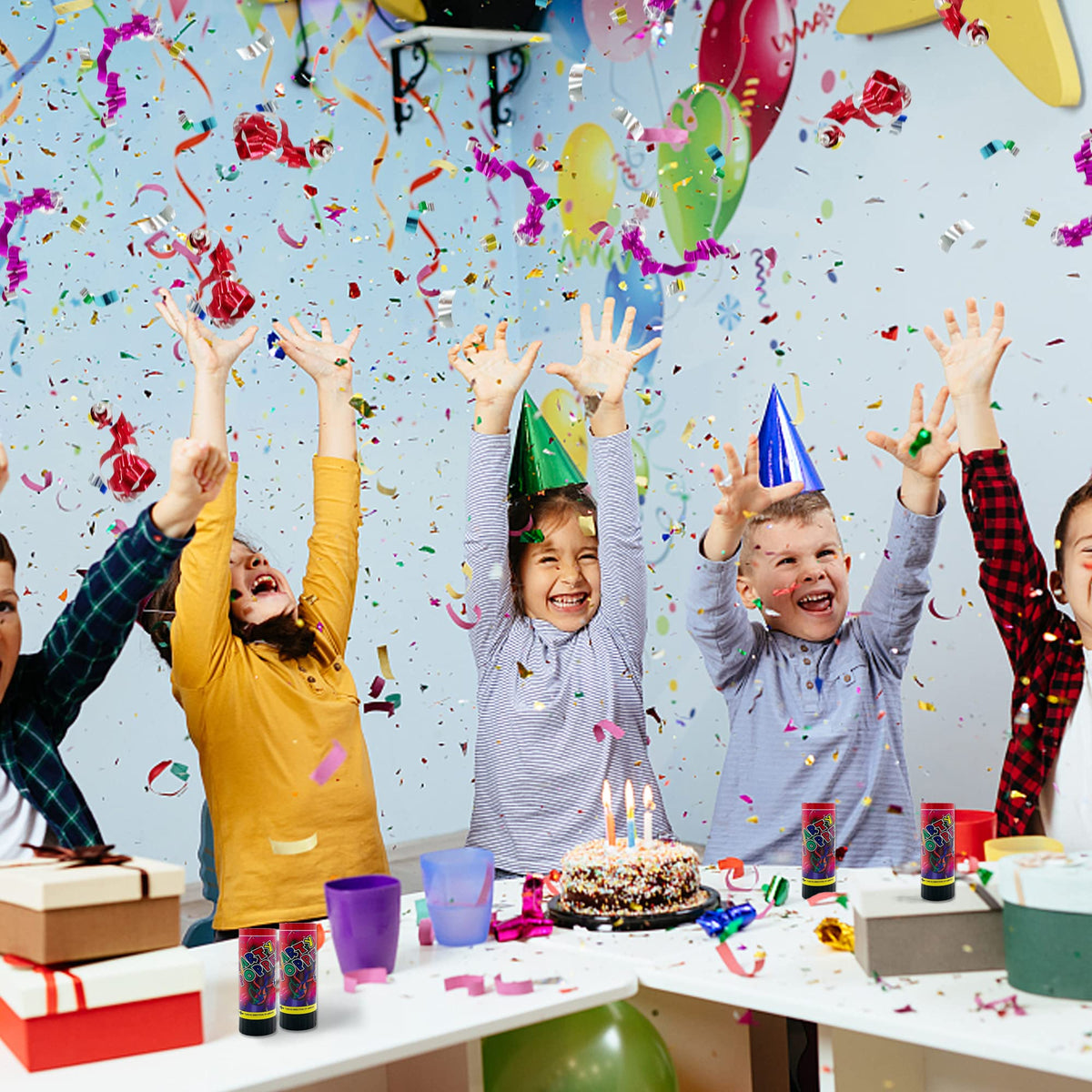 KDPATFAV confetti cannon uses spring-driven action for safe use.