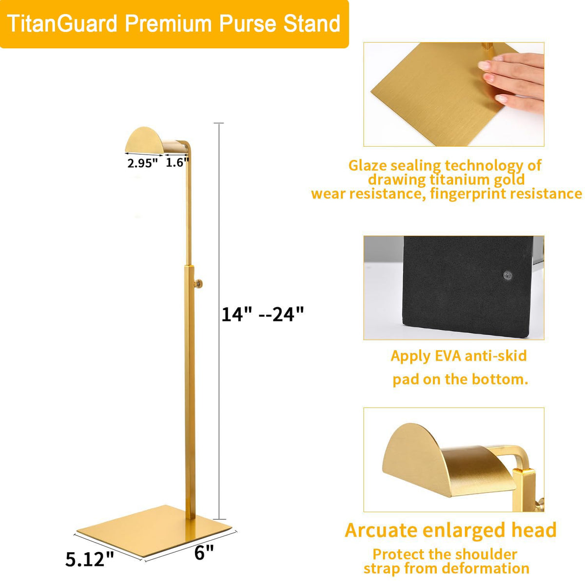 KDYZS+ adjustable-height stand supports tall and small handbags securely
