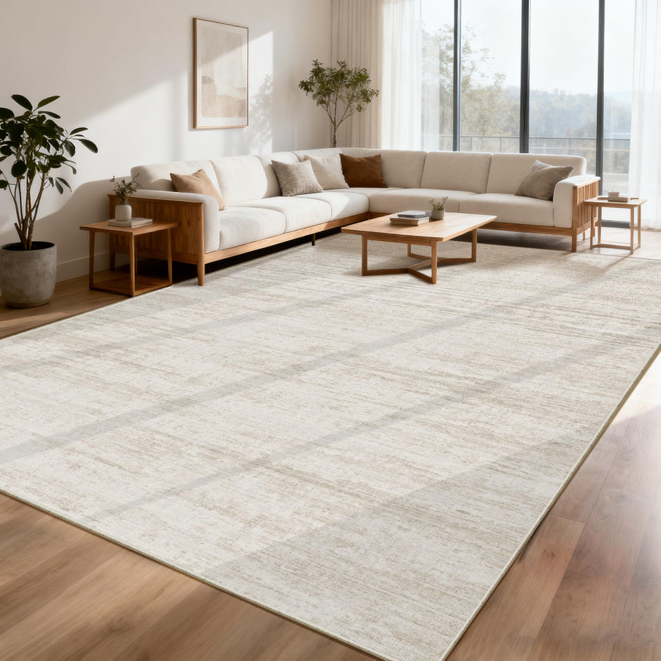 Kearoat 8x10 area rug with abstract design adds modern style to living rooms