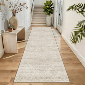 Kearoat washable runner rug in hallway with non-slip backing for high-traffic safety.