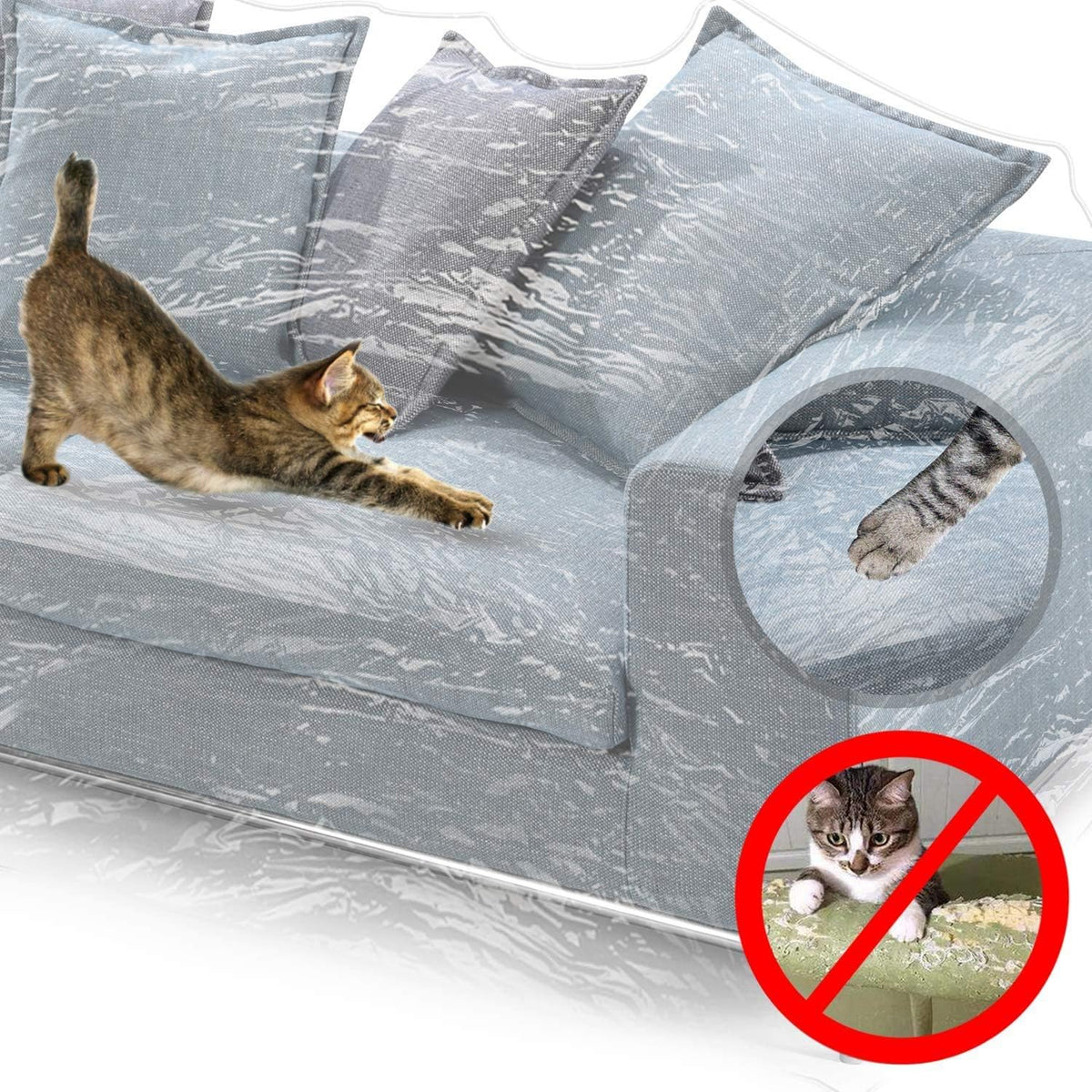 KEBE Invisible Scratch Defense shields sofa from pet claws.