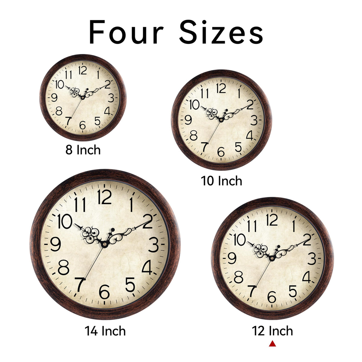 KECYET wall-clock dial close-up in bronze shows clear numbers for quick time checks