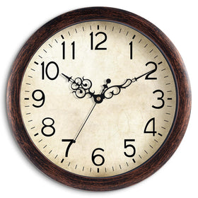 KECYET 12-inch bronze wall clock front view highlighting easy readability from a distance