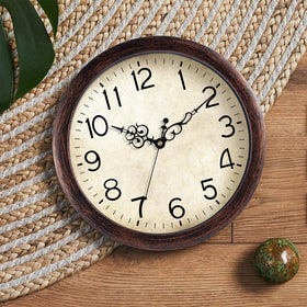 KECYET 12-inch bronze clock mounted on living room wall adds vintage charm