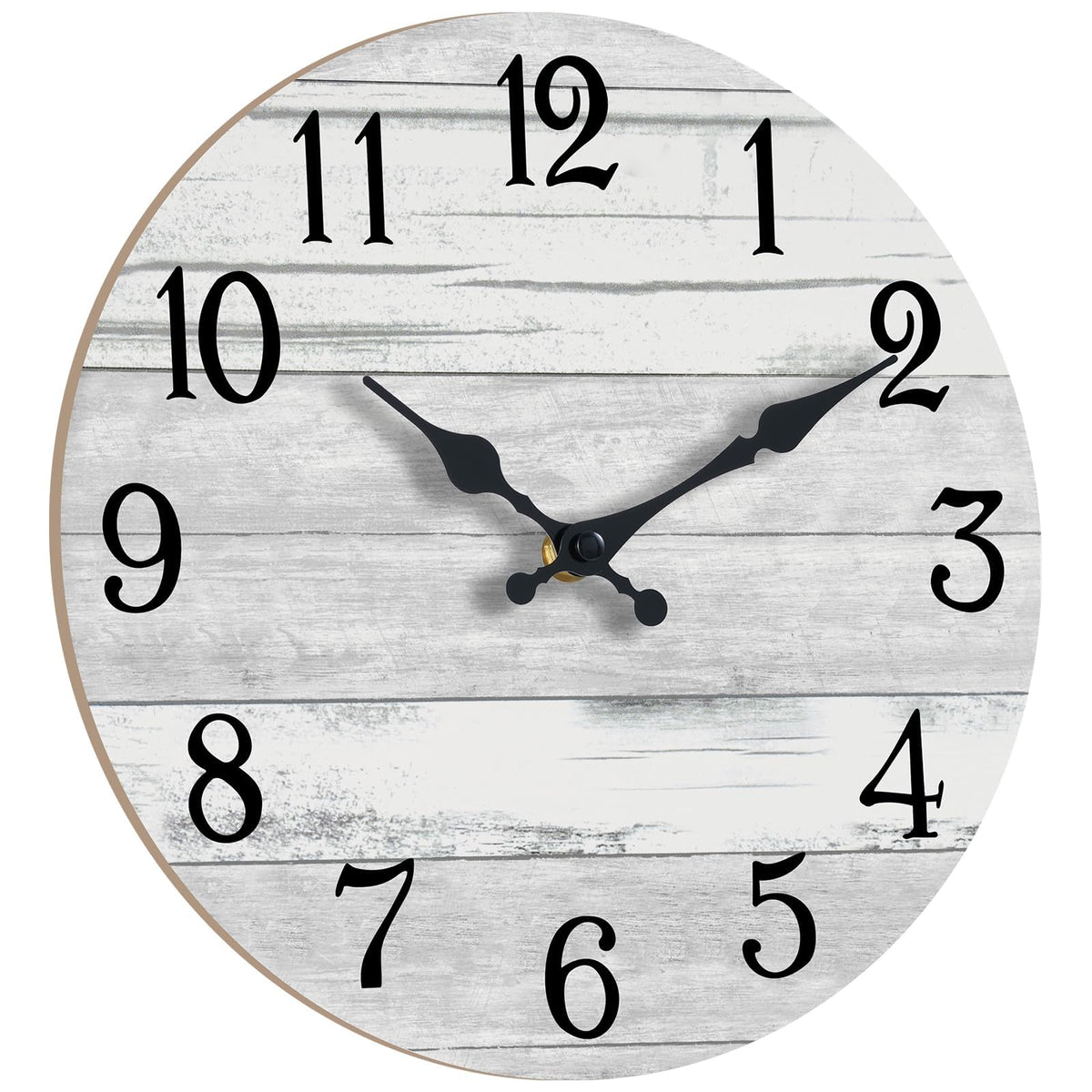 KECYET back view of 12-inch gray clock highlighting simple battery setup.