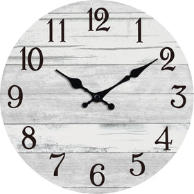 KECYET 12-inch gray wall clock front view with easy-to-read numerals in rustic style.