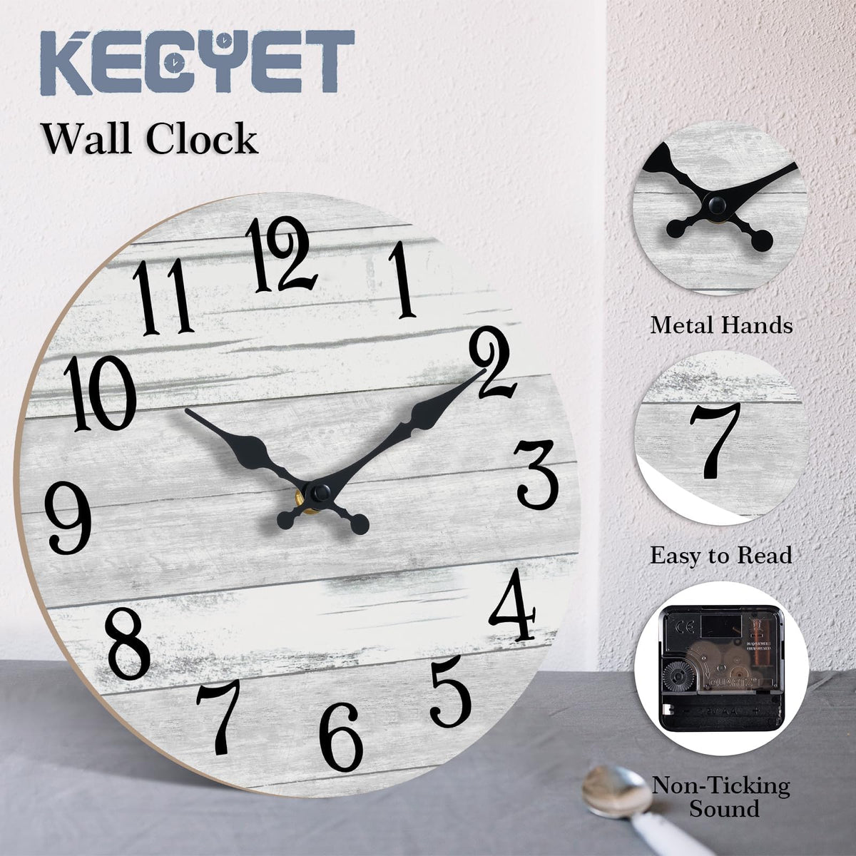 KECYET bedroom display clock adding vintage charm to the wall.