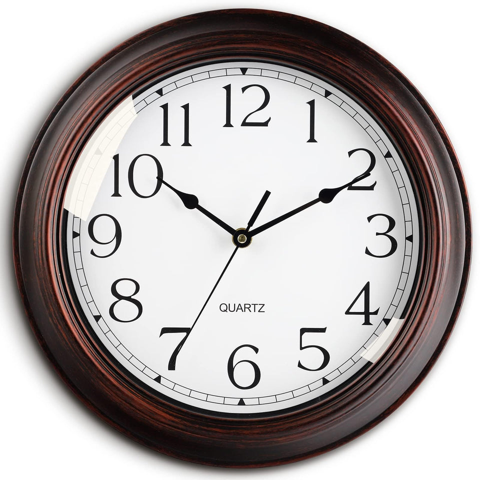 KECYET 10-inch bronze-front wall clock adds vintage charm and clear visibility.