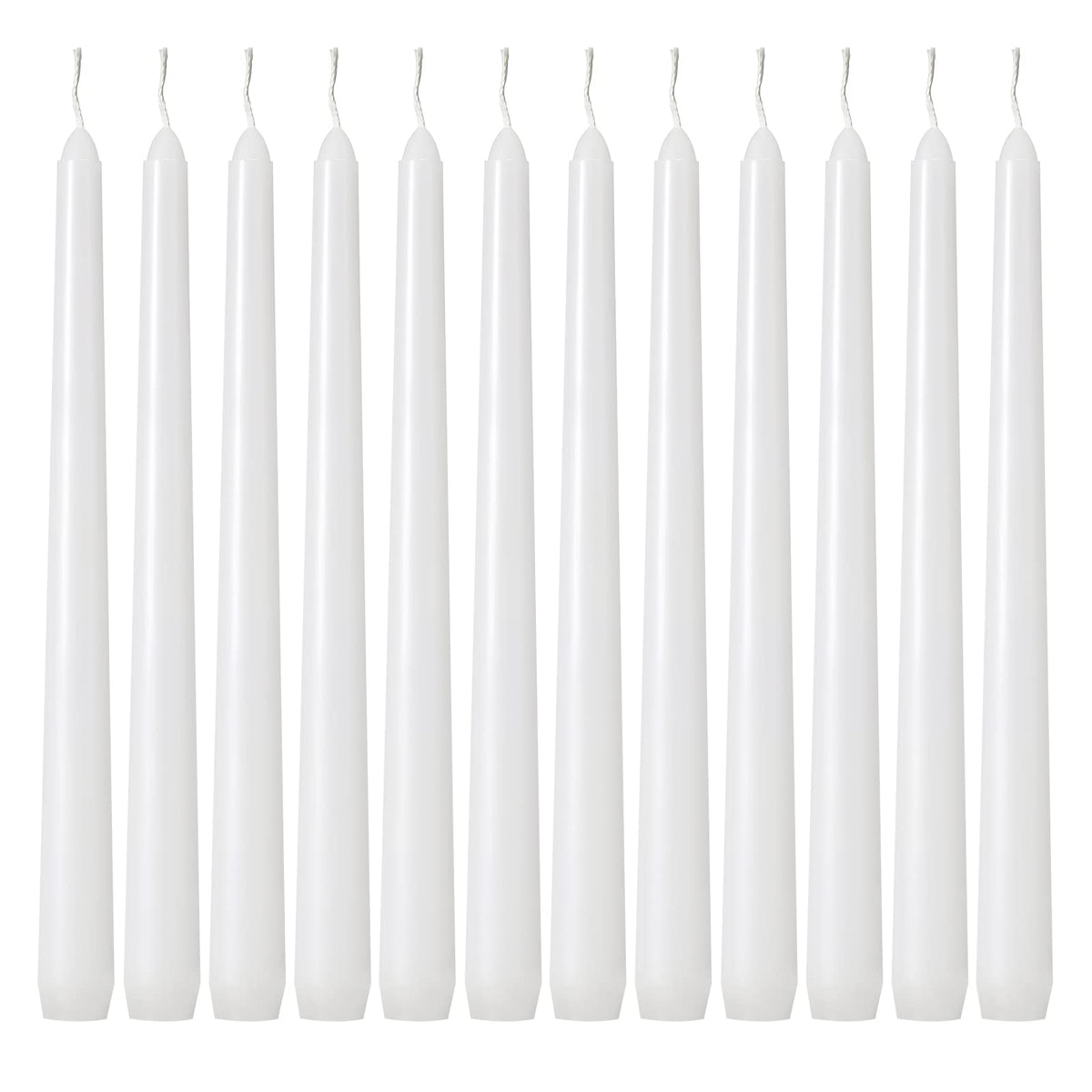kedtui taper candles 10-inch white dripless in elegant display for table decor.