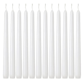 kedtui taper candles 10-inch white dripless in elegant display for table decor.