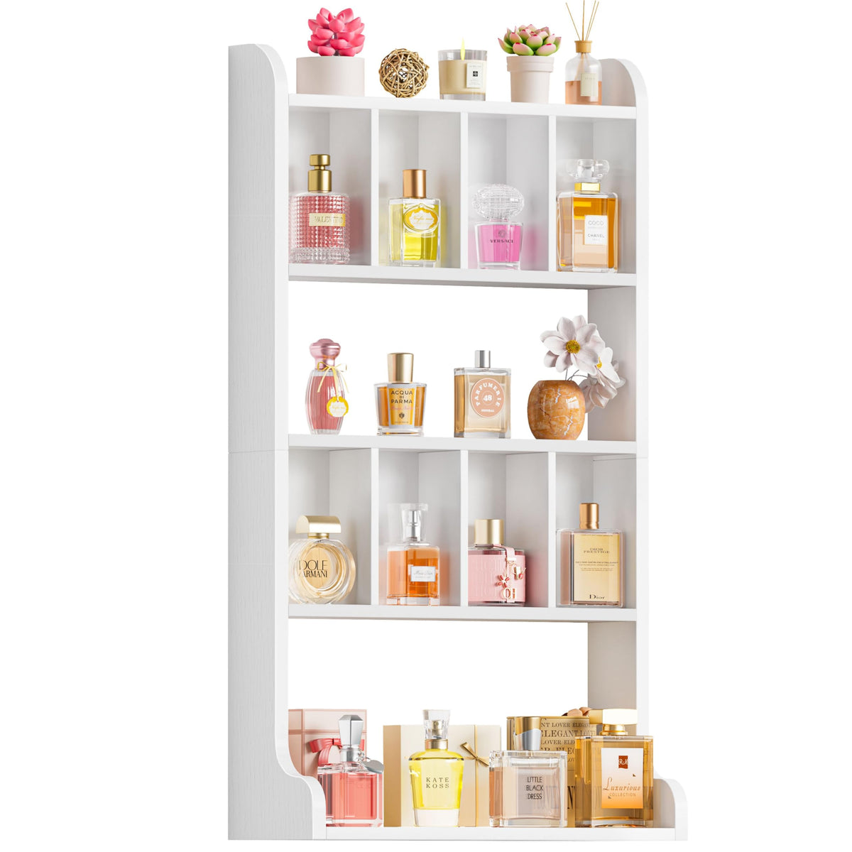 Keebofly perfume organizer wall mount front view for easy, elegant fragrance display.