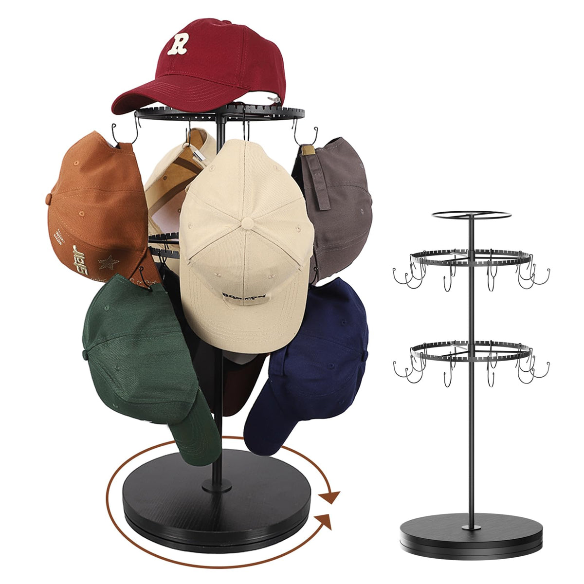 Keebofly rotating hat rack with 360° spin for quick access to caps