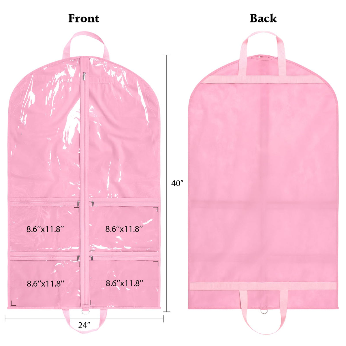 KEEGH Clear Garment Bags 40-inch back view, breathable fabric maintains garment freshness.