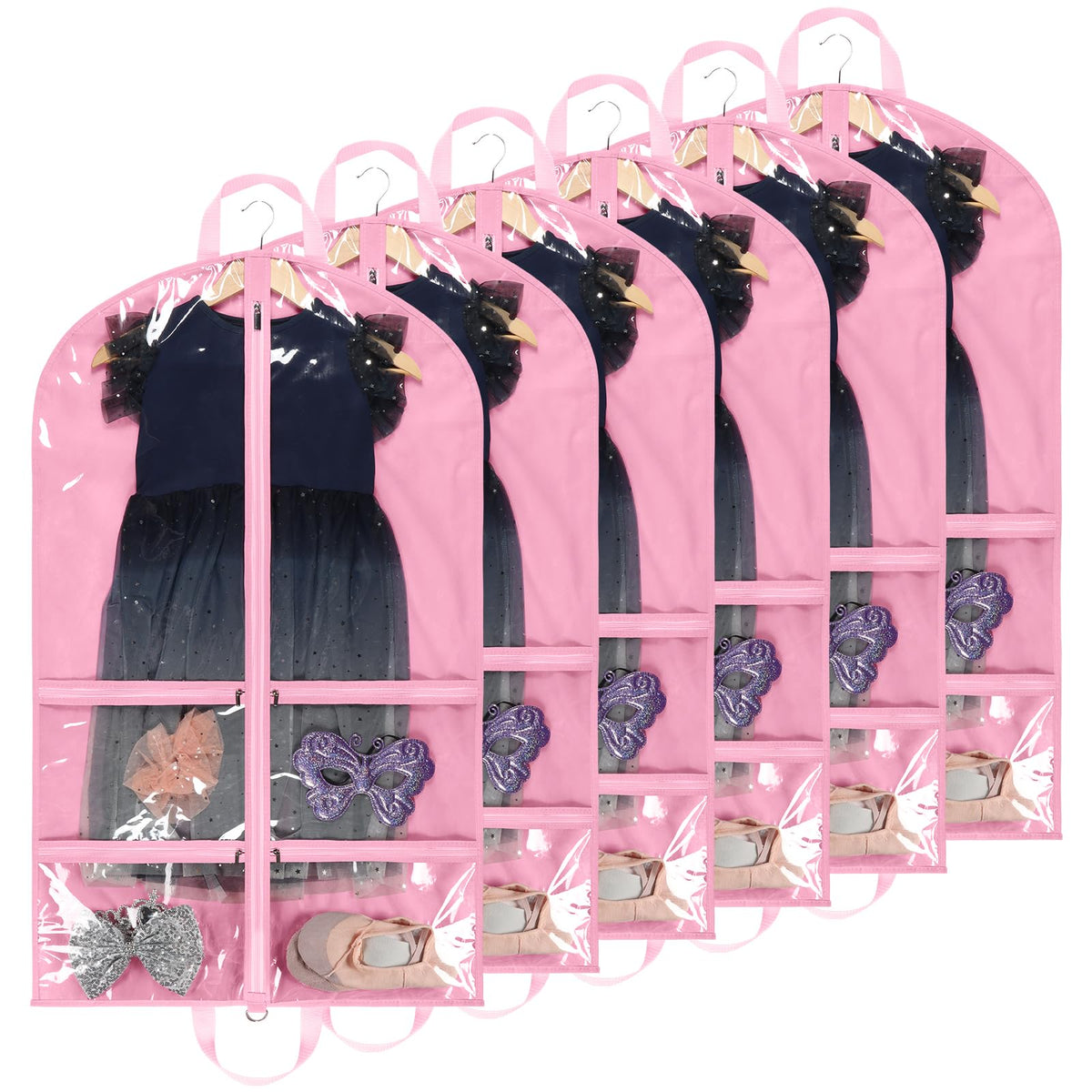 KEEGH Clear Garment Bags 40-inch front view, transparent design for quick costume visibility.
