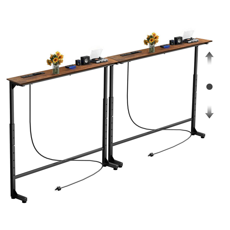 Keelian 90-inch narrow console table with outlet behind sofa for convenient charging