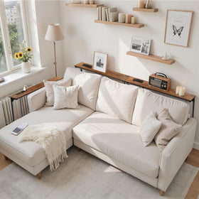 Keelian adjustable-height console table shown in different height positions
