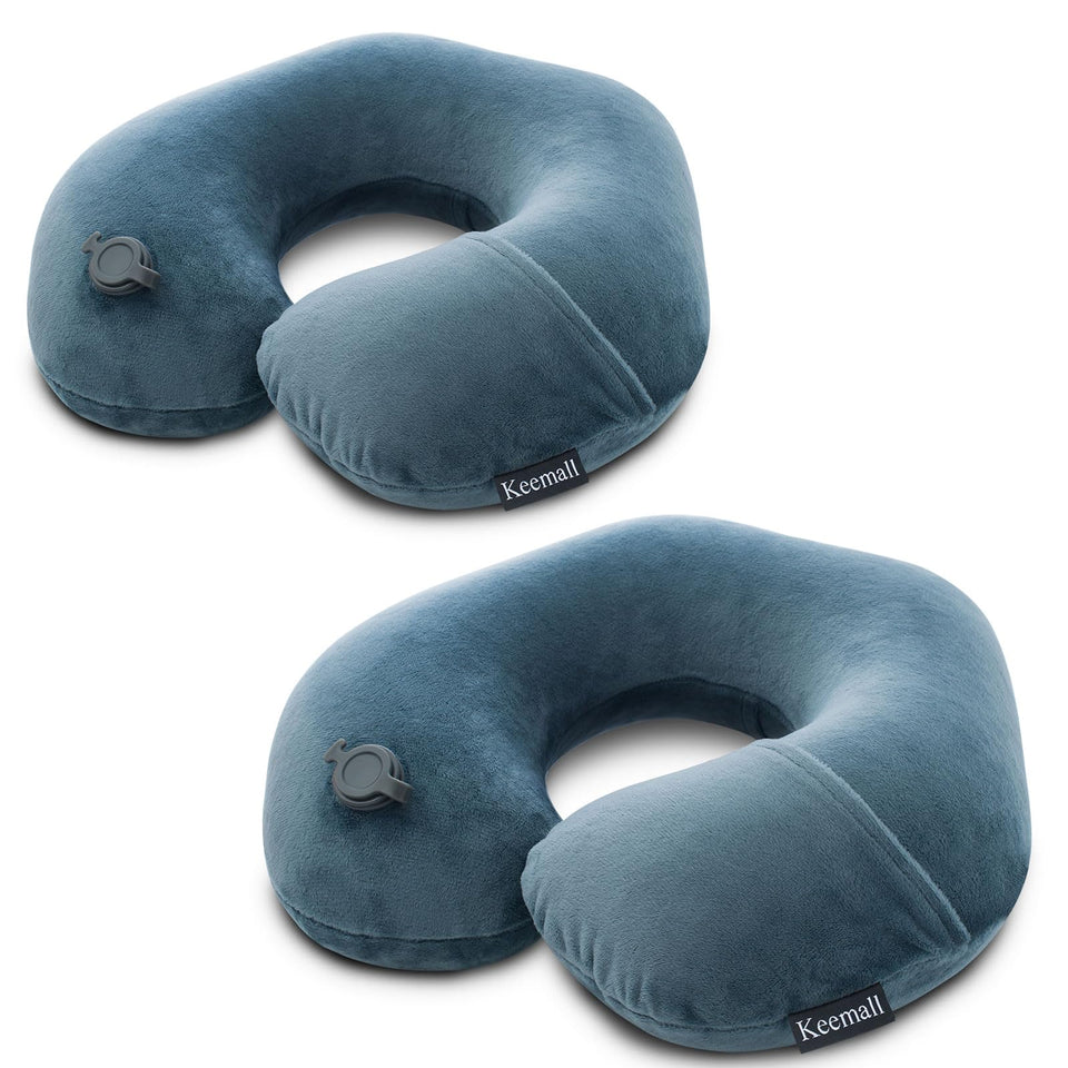 Keemall 2Pack inflatable travel neck pillow ready for airplane comfort and neck support