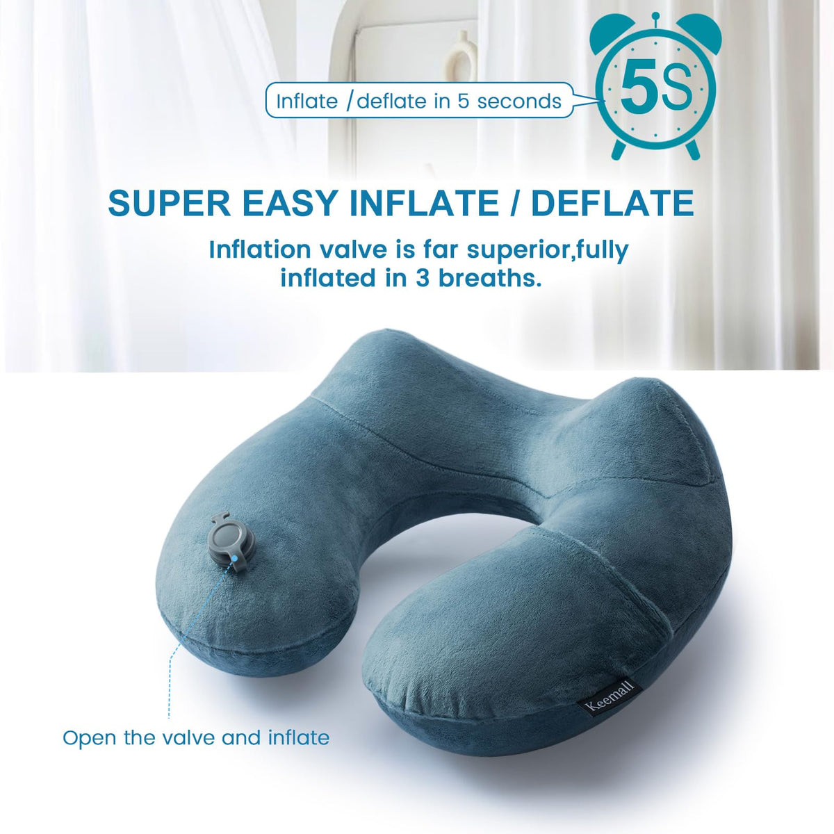 Keemall ergonomic neck pillow providing neck support on trains or road trips